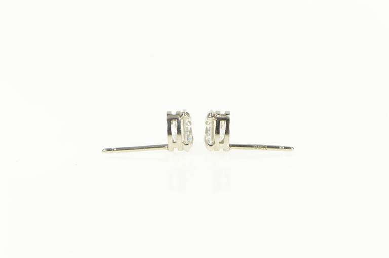 14K White Gold Round Cubic Zirconia Solitaire Stud Earrings