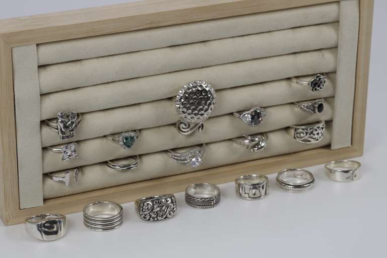 .925 Sterling Silver Curated Ring Assortment Various Sizes & Styles (20 Ring Lot)