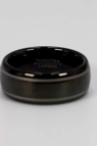 Men's Tungsten Carbide Two Gray Line Wedding Band Comfort Fit Ring Size 6