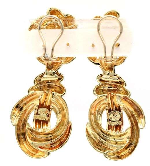 Henry Dunay Hammered Door Knocker Style Earrings in 18KT