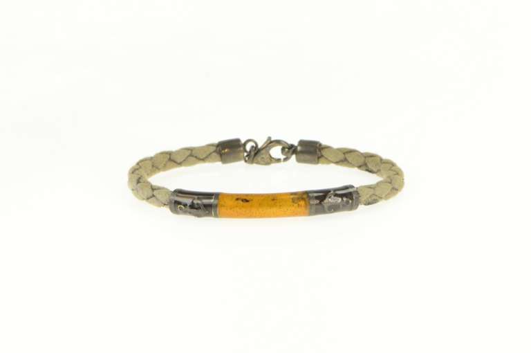 Sterling Silver Anchor Orange Enamel Woven Braided Bracelet