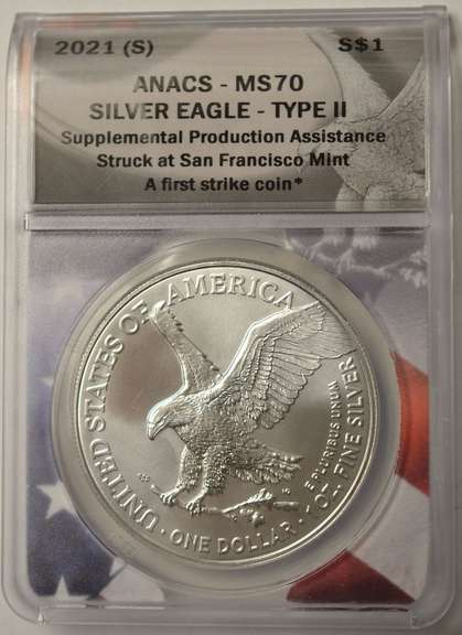 2021-(S) American Silver Eagle ANACS MS70 Emergency Production Type 2
