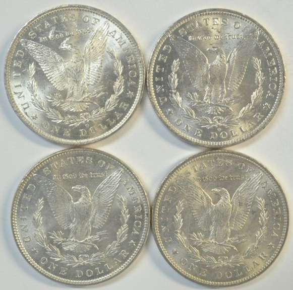 Choice BU 1883-O, 1885-O, 1889, & 1898 Morgan Silver Dollars