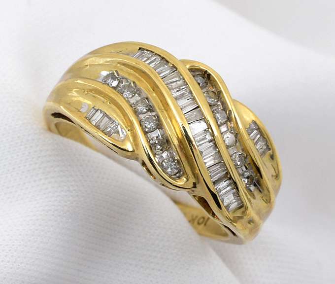 Channel Set Baguette & Round Dia. Ring