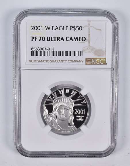PF70 UCAM 2001-W $50 American Platinum Eagle 1/2 Oz Platinum NGC