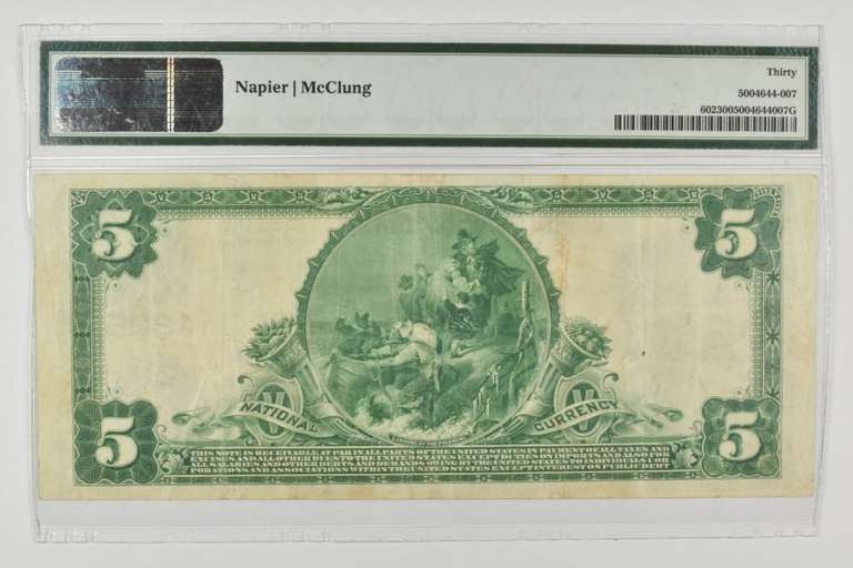 1902 $5 Danville Nat'l Currency Large Note CH#1985 FR# 602 PMG 30 VF