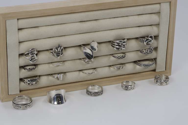 .925 Sterling Silver Ring Assortment Various Sizes & Styles (20 Ring Lot)