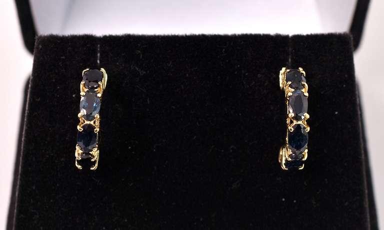 Lovely Sapphire Partial Hoop Earring in 14K Yellow Gold