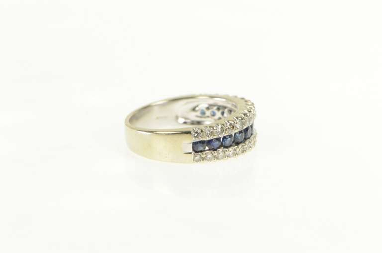 14K White Gold 1.80 Ctw Sapphire Diamond Wedding Band Ring