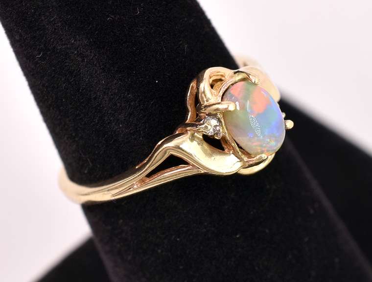 Darling Opal and Diamond Ring in Yellow Gold