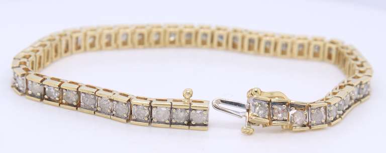 Dazzling Yellow Gold Diamond Tennis Bracelet