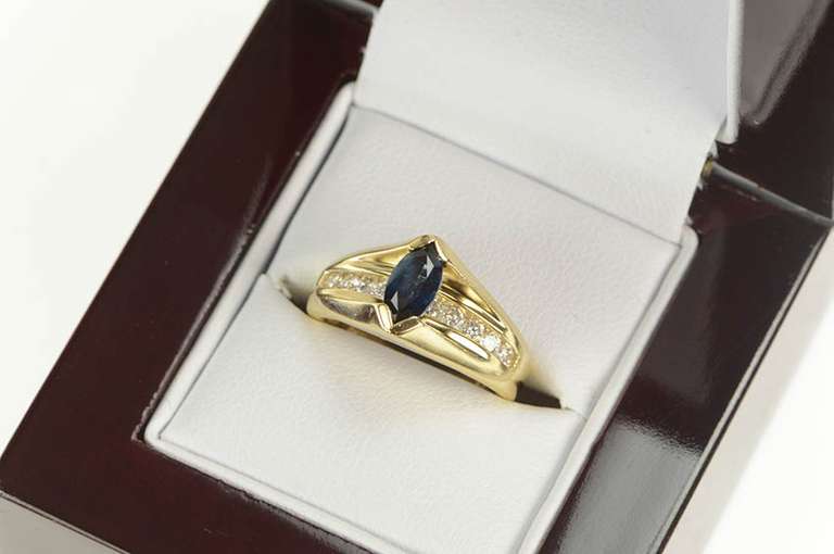 14K Yellow Gold Natural Sapphire Diamond Engagement Ring