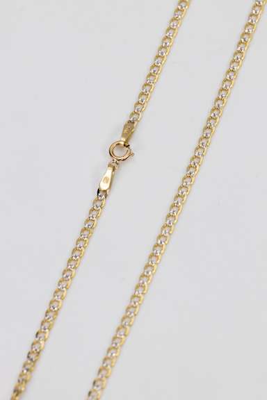 14k Yellow Gold Solid Pave Curb Link Chain 2.5mm Necklace 24"