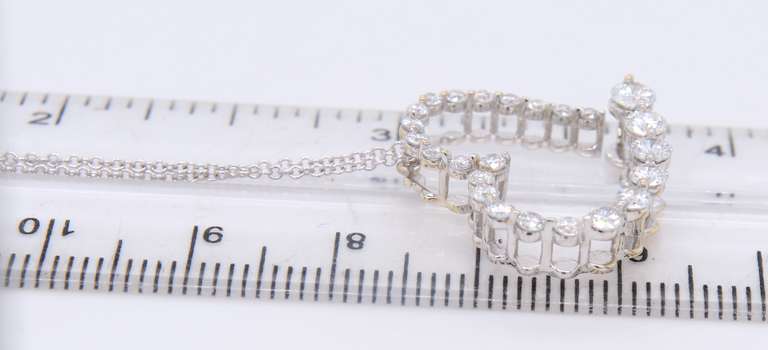 Dazzling White Gold Graduated Diamond Heart Shaped Pendant on Chain