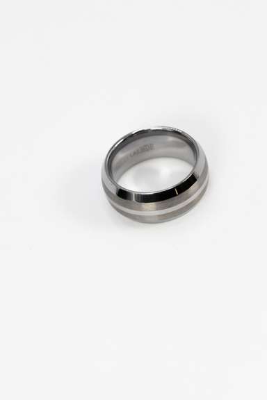 Men's Tungsten Carbide Two Tone Thin Stripe Wedding Band Comfort Fit Ring Size 5