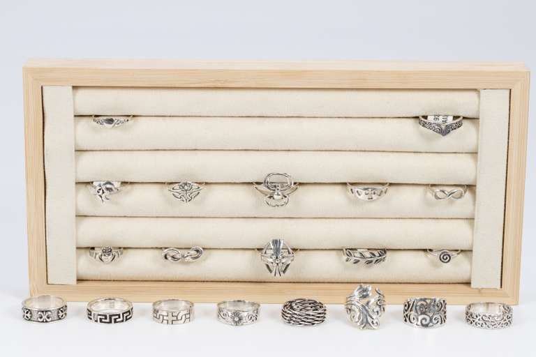 Sterling Silver Ring Assortment Various Sizes & Styles (20 Ring Lot)