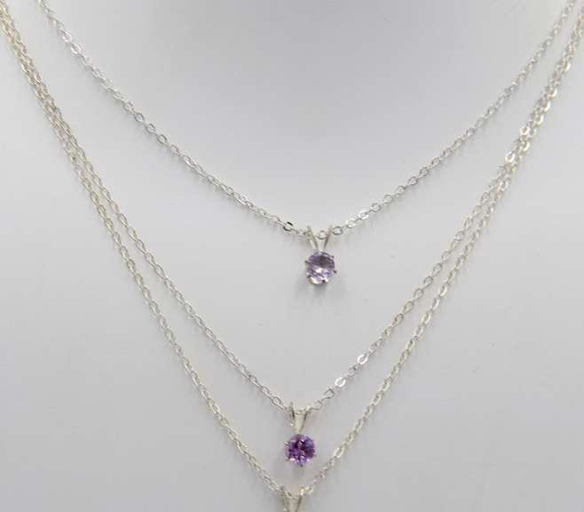 Group Lot of 3  Cubic zirconia Pendant on Chain Necklace