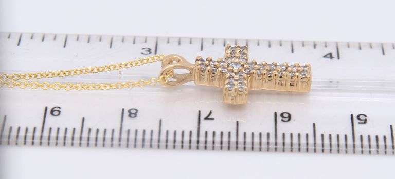 Dazzling Yellow Gold Diamond Cross Pendant on Chain