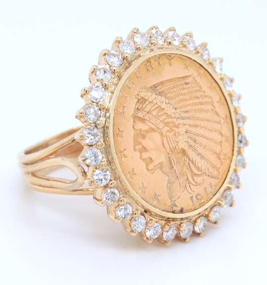 Dazzling Yellow Gold Indian Head 22kt Coin Ring