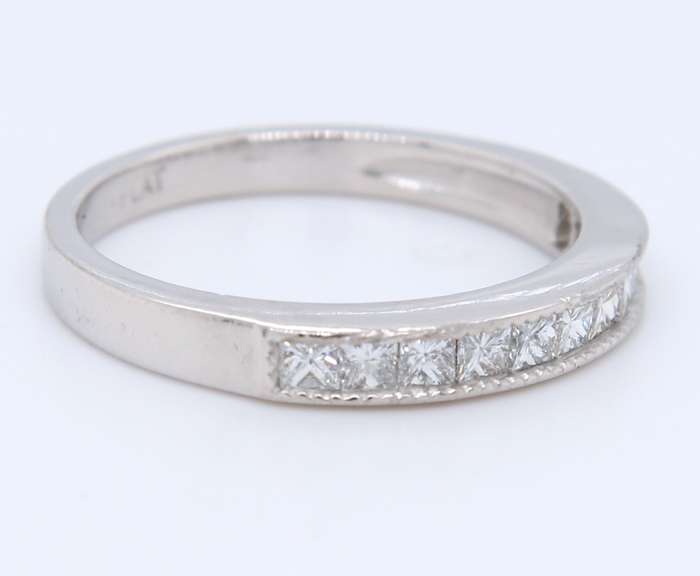Vintage Platinum Channel Set Princess Cut Diamond Band