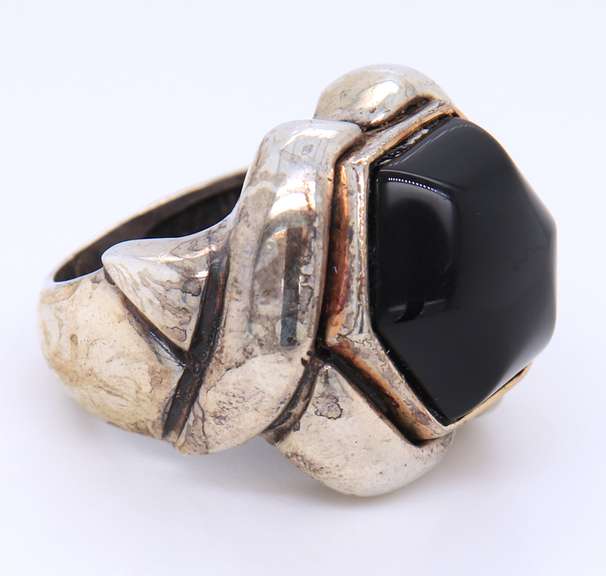 Trendy Two-Tone Sterling Silver Flli Menegatti Black Onyx Ring