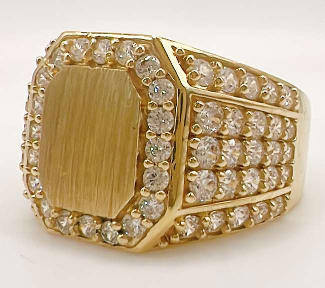 Men's 14kt Solid Yellow Gold & CZ Ring