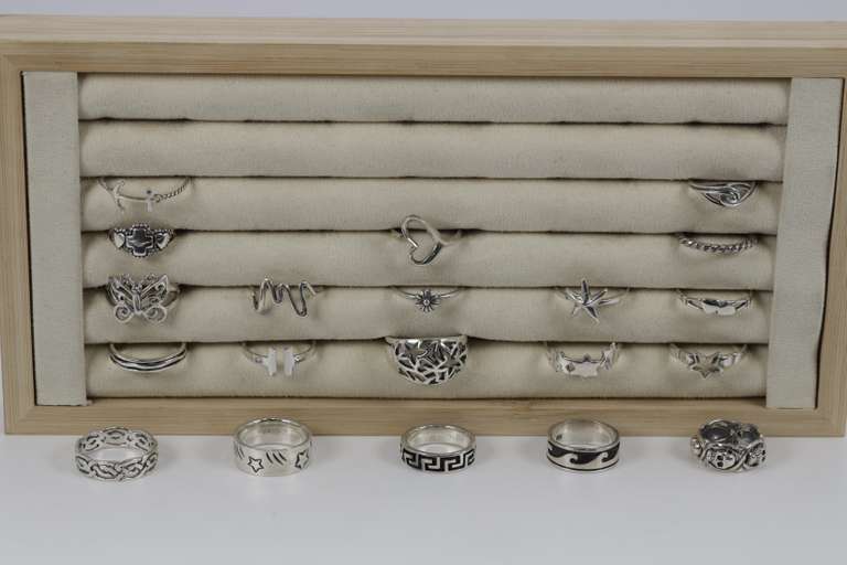 Sterling Silver Curated Ring Assortment Various Sizes & Styles (20 Ring Lot)