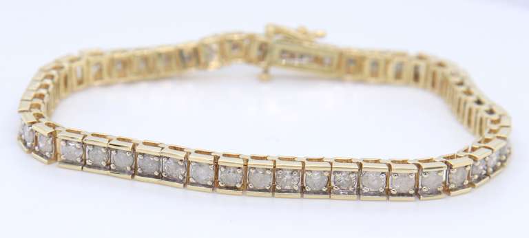 Dazzling Yellow Gold Diamond Tennis Bracelet