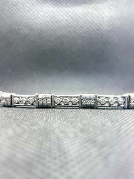 UNIQUE 14K ROUND BRILLIANT MENS WHITE GOLD DIAMOND BRACELET