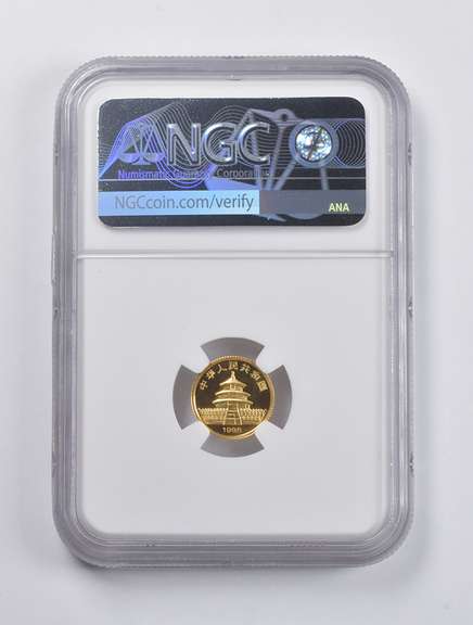 MS69 1986 China 5 Yuan Gold Panda 1/10 Oz. .999 Fine Gold NGC