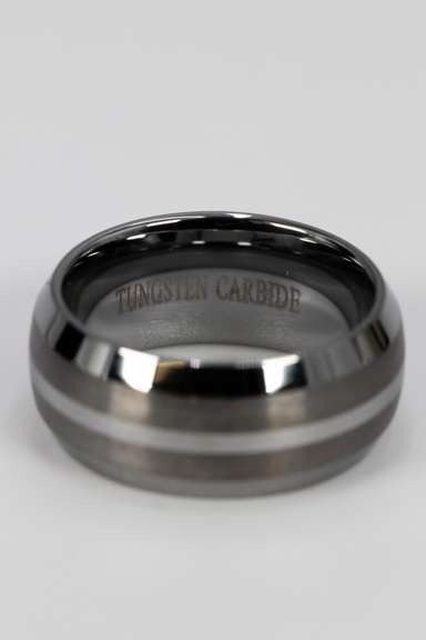 Men's Tungsten Carbide Two Tone Thin Stripe Wedding Band Comfort Fit Ring Size 5