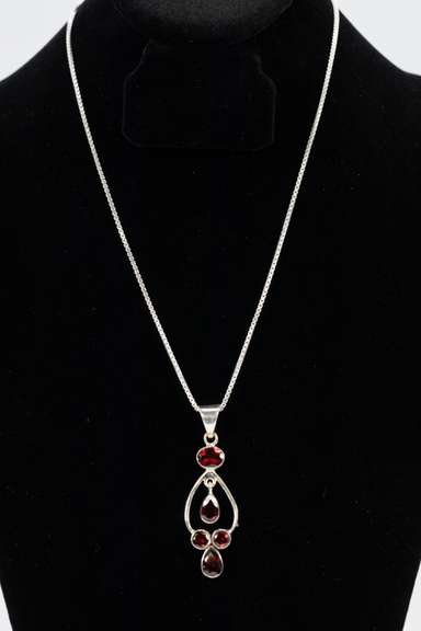 Sterling Silver Natural Garnet Gemstone Pendant