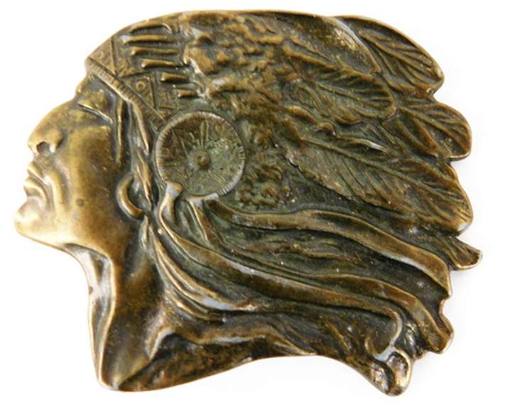Indian Chief Brass Belt Buckle