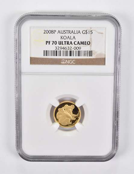 PF70 UCAM 2008-P Australia $15 Gold Koala NGC