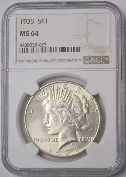 1935 Peace Silver Dollar NGC MS64