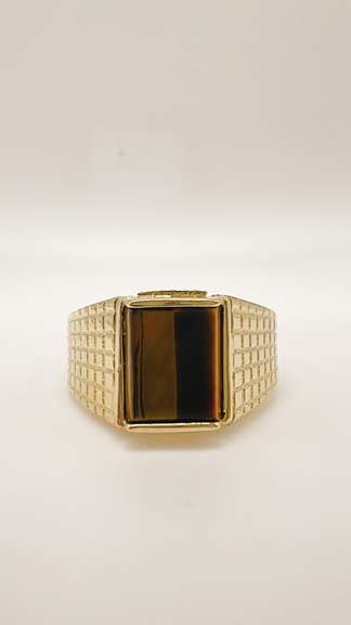 Men's 14kt Solid Yellow Gold & Tiger's Eye Ring