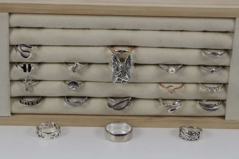 Sterling Silver Curated Ring Assortment Various Sizes & Styles (20 Ring Lot)