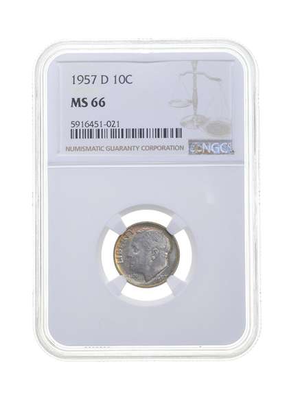 MS66 1957-D Roosevelt Dime - Graded NGC