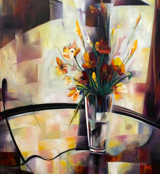 Sussan Afrasiabian Original Oil on Canvas "Wild Tulip"