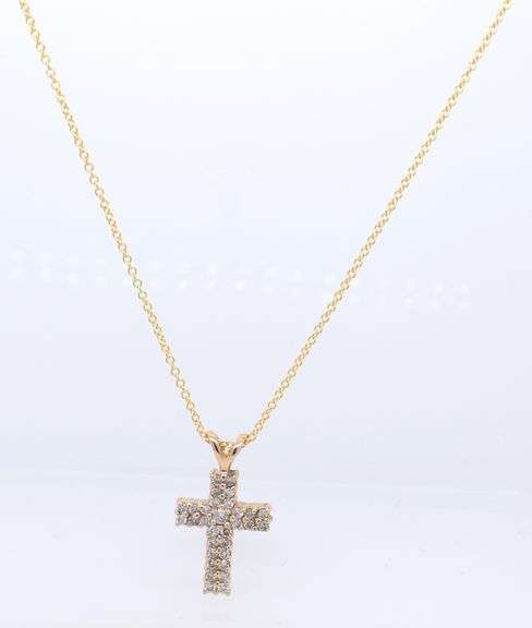 Dazzling Yellow Gold Diamond Cross Pendant on Chain