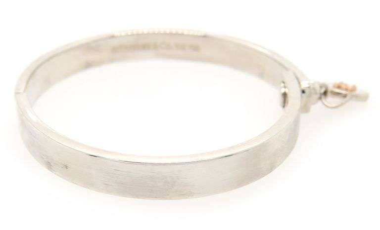 Tiffany & Co. Hinge Lock Bangle Bracelet in 18K and Sterling