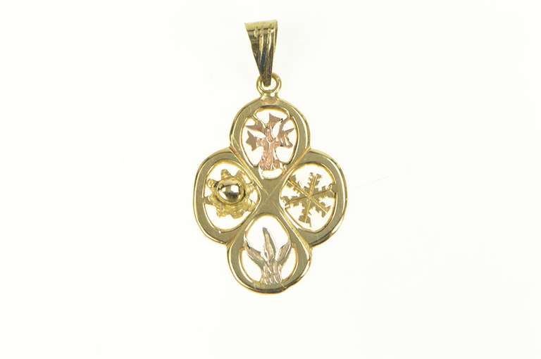 14K Yellow Gold Four Seasons Symbol Time Nature Handmade Charm/Pendant