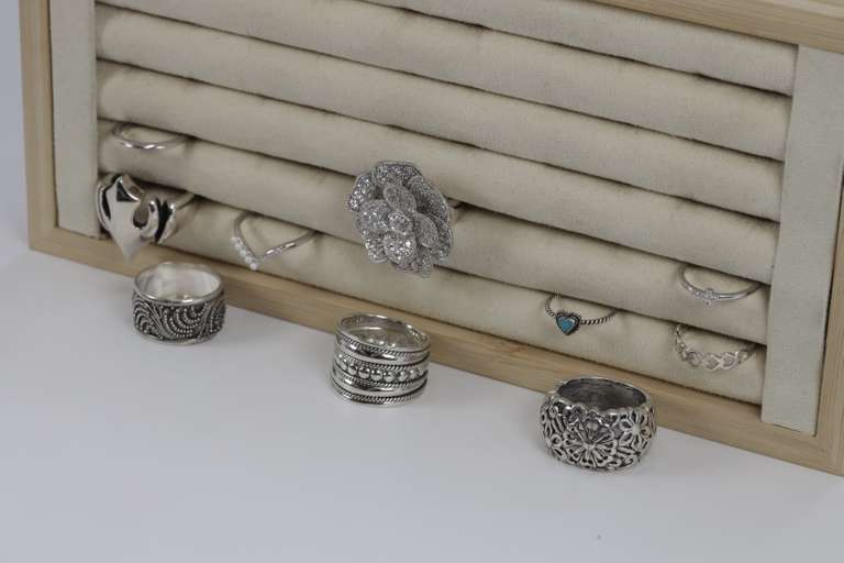 Sterling Silver Curated Ring Assortment Various Sizes & Styles (10 Ring Lot)