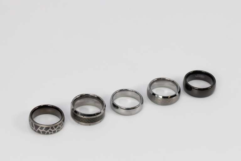 Lot of 5 Size 9 Tungsten Carbide Rings in Various Styles