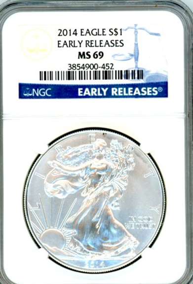 2014 BU Silver Eagle in NGC MS69 Early Release