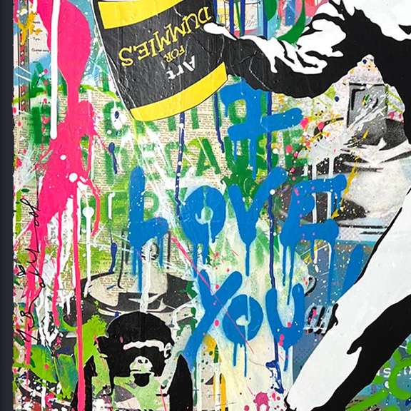 Hand Signed Banksy Thrower Mixed Media Original