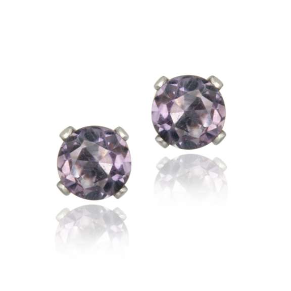 Amethyst Stud Earrings in 14K White Gold