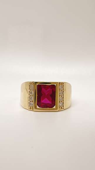 Men's 14kt Solid Yellow Gold & Gemstone Ring