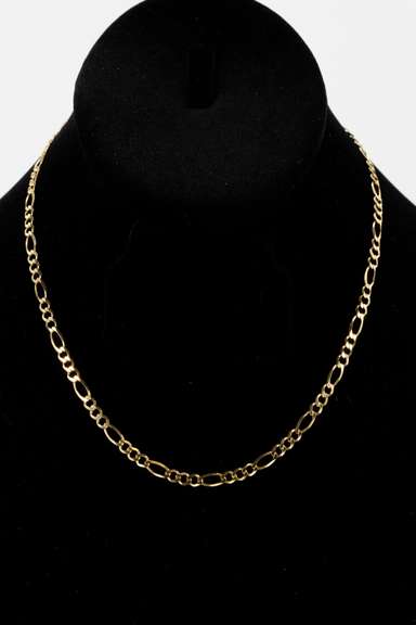 14k Yellow Gold Solid Figaro Link Chain 3.3mm Necklace 16"