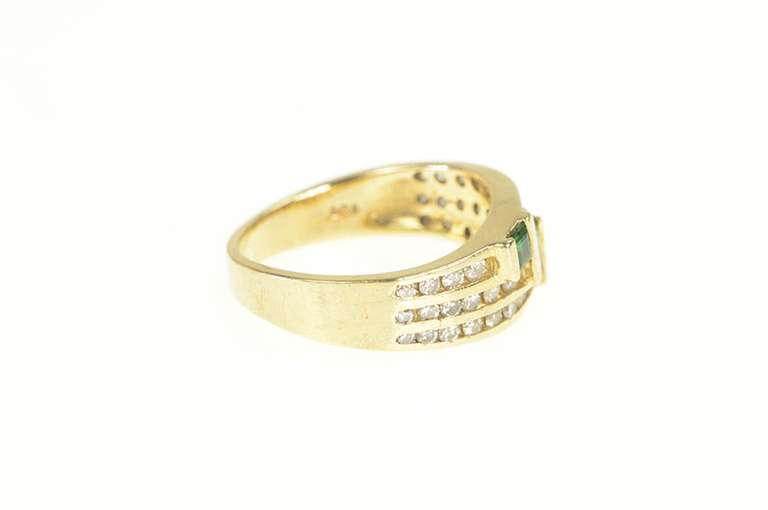 14K Yellow Gold 0.83 Ctw Princess Emerald Diamond Tiered Band Ring